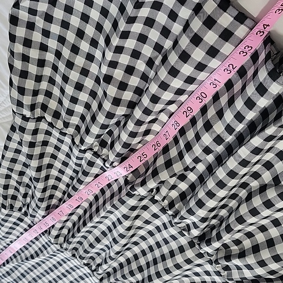 Women's V Neck Long Sleeve Plaid Printed Tunic Dress Small - Picture 10 of 10